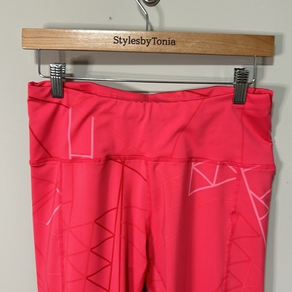 Oiselle KC Knicker Capri Legging Crop Pant punch koolhaus Pink Geometric Sz 10 - Picture 2 of 14